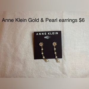 Gold and Pearl Drop Earrings - NEVER WORN